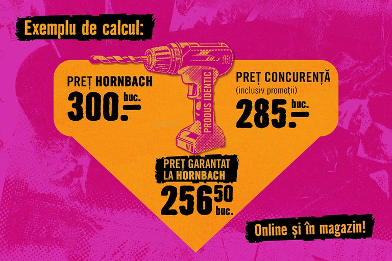 Ilustrație cu o comparație de preț pentru o șurubelniță cu acumulator la Hornbach.