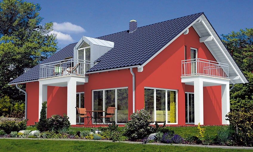 Casă unifamilială cu balcon și grădină