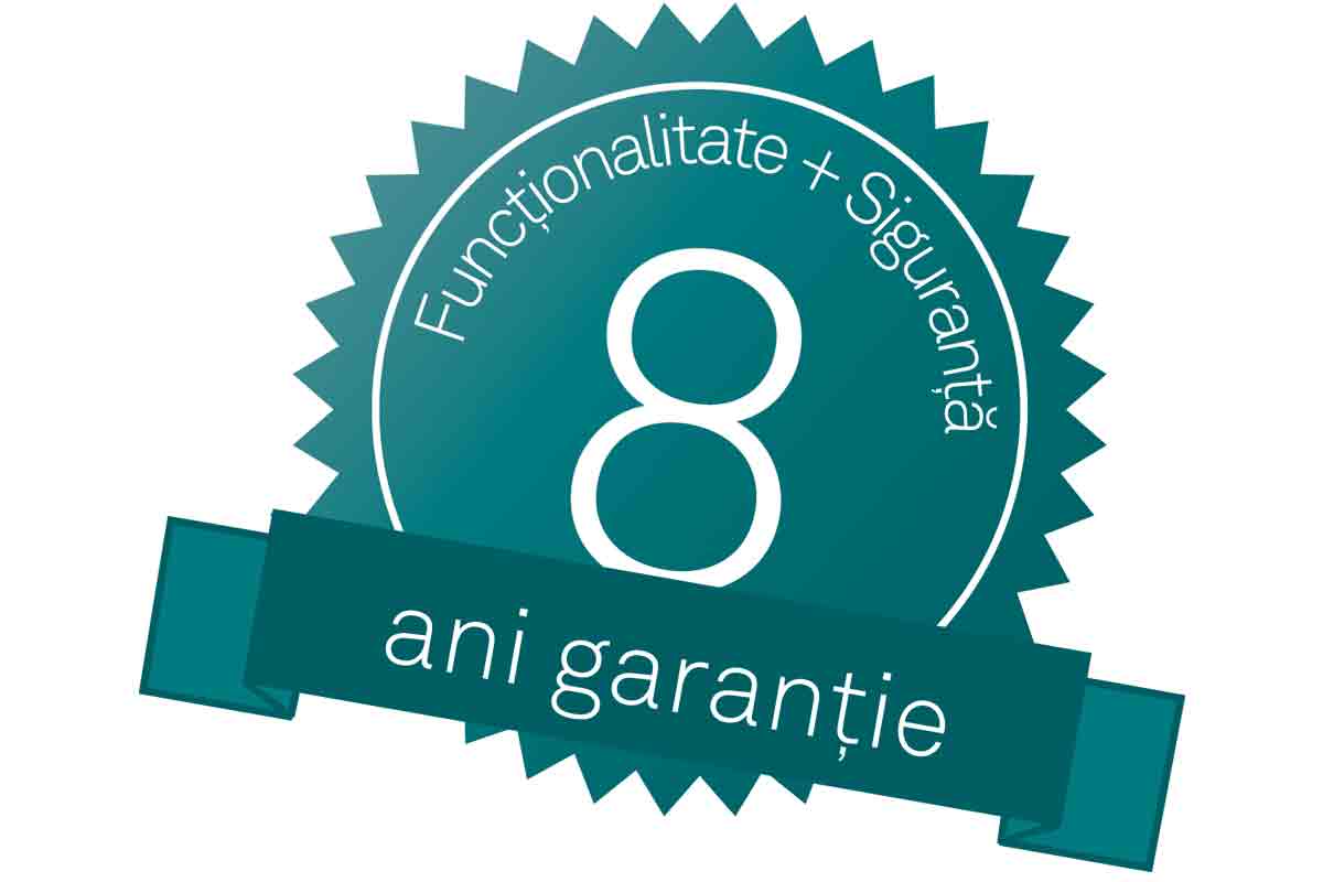 Simbol pentru opt ani garanție, funcționalitate și siguranță