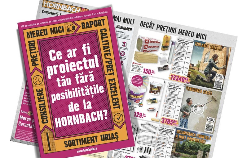 Revista Hornbach cu informații despre produse pentru construcții și grădinărit