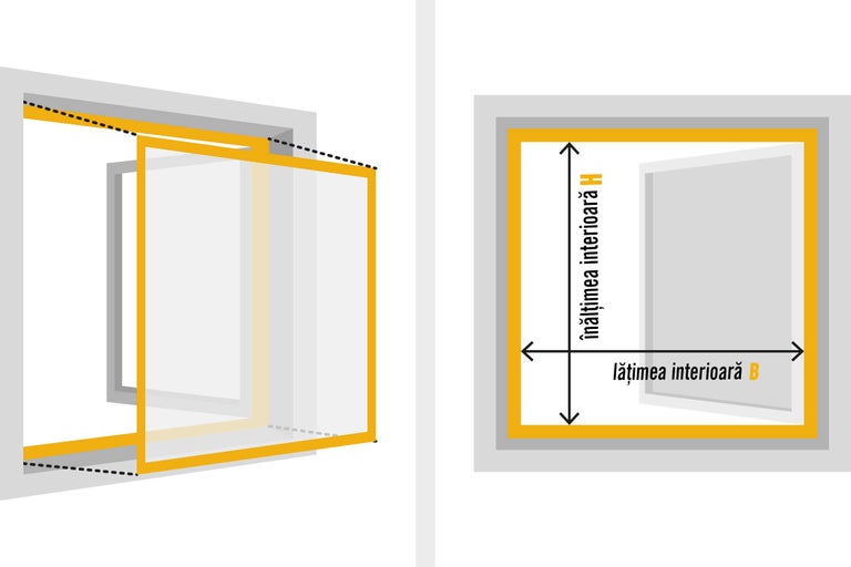 Ilustrație pentru măsurarea dimensiunilor interioare ale ferestrei