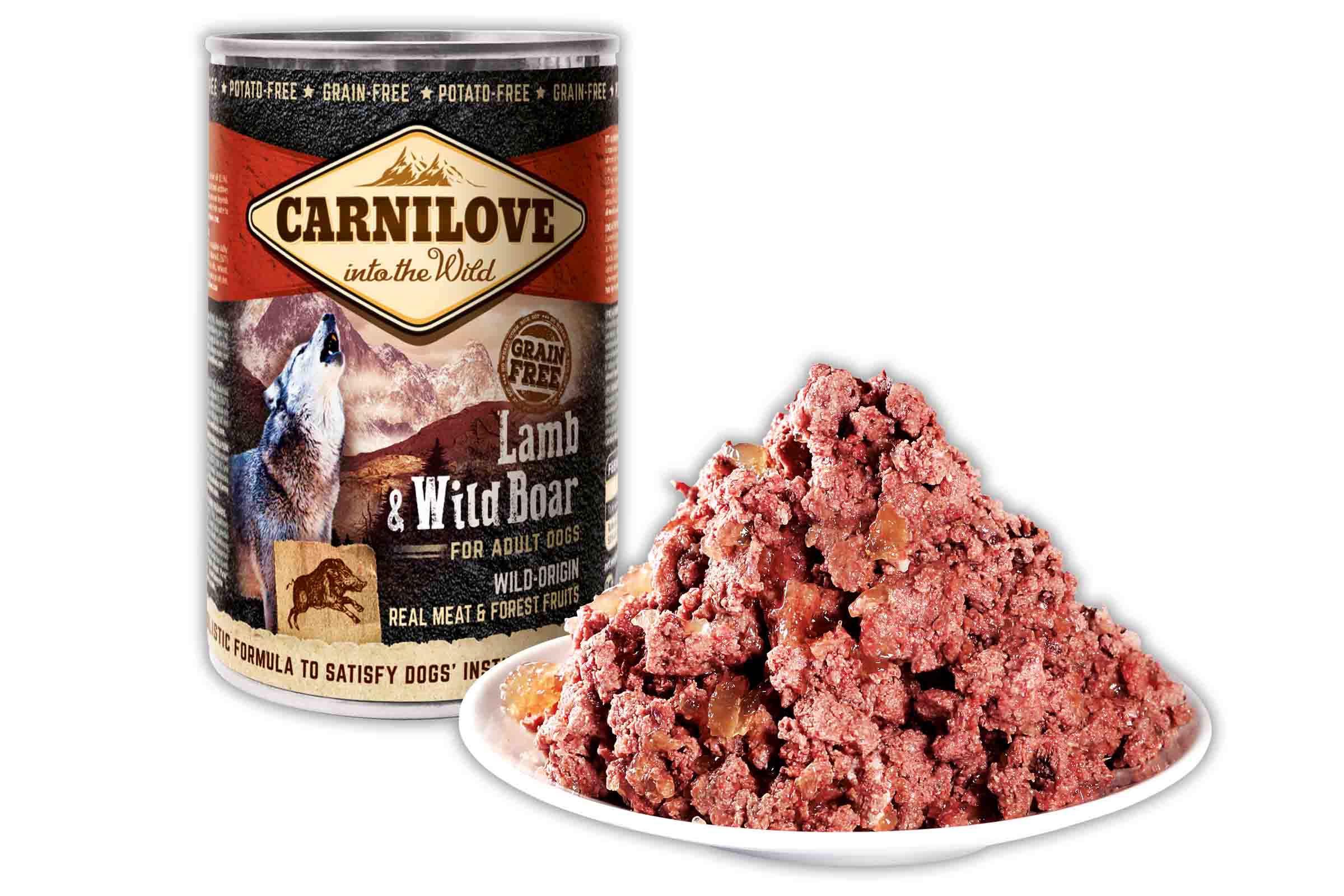 Conservă hrană pentru câini Carnilove miel și mistreț cu porție de hrană