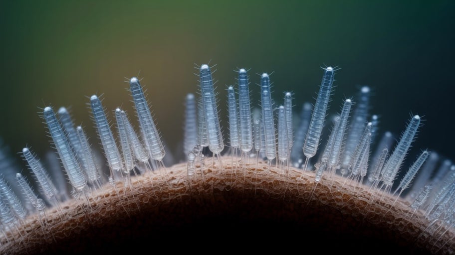 Prim-plan cu ciuperci pe un substrat