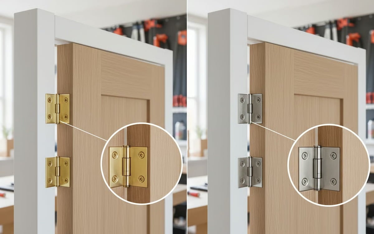 Ușă cu două balamale aurii și argintii