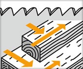 Ilustrație cu un fierăstrău manual care taie lemn