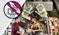 Simbol pentru rambursare online, tastatură murdară cu mănuși de lucru, clienți care discută cu un angajat Hornbach