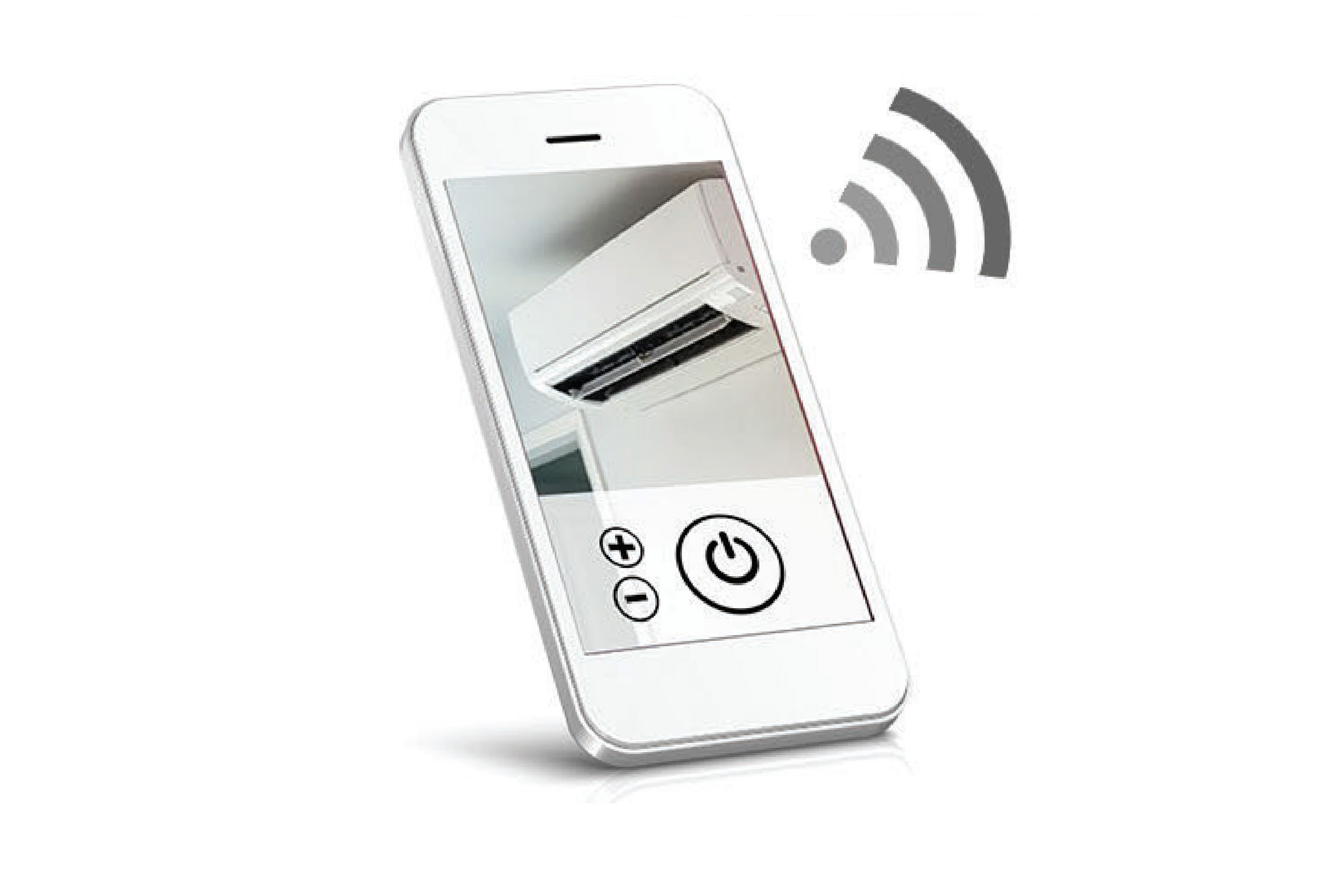 Smartphone cu control aer condiționat și simbol WiFi