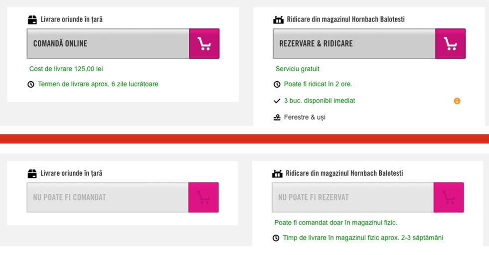 Livrare oriunde în țară și ridicare din magazinul Hornbach Balotesti.