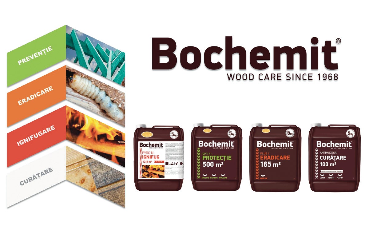 Produse de protecție a lemnului Bochemit pentru prevenire, eradicare, ignifugare și curățare