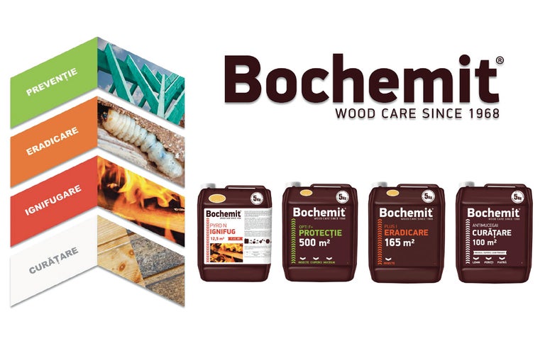 Produse de protecție a lemnului Bochemit pentru prevenire, eradicare, ignifugare și curățare