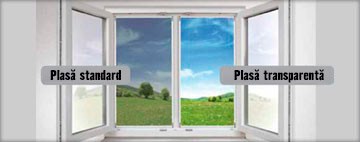 Fereastră cu plasă de insecte standard și transparentă