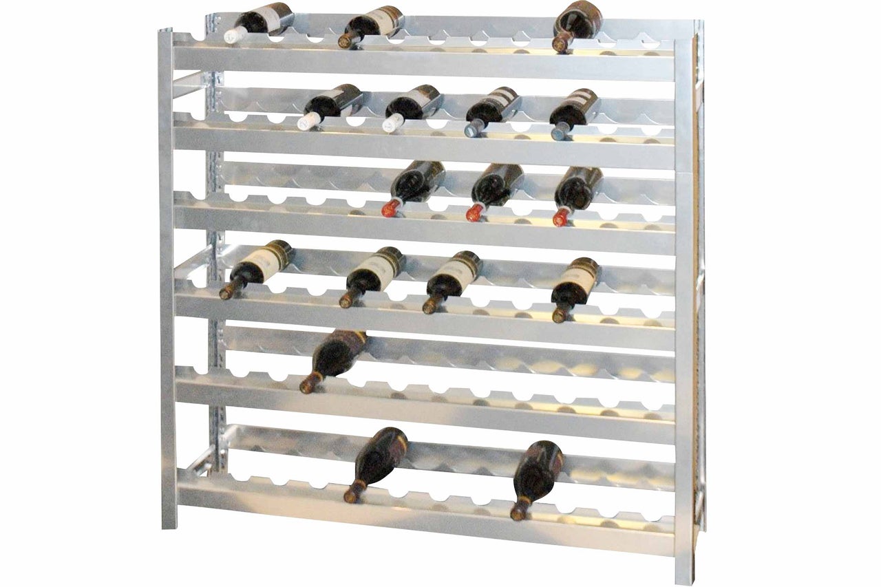 Raft metalic pentru vin cu mai multe sticle de vin