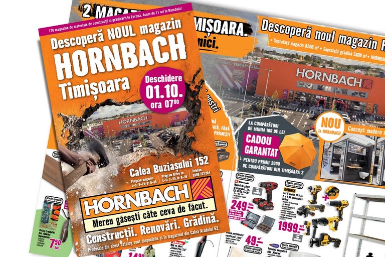 Broșură publicitară Hornbach cu oferte pentru redeschidere