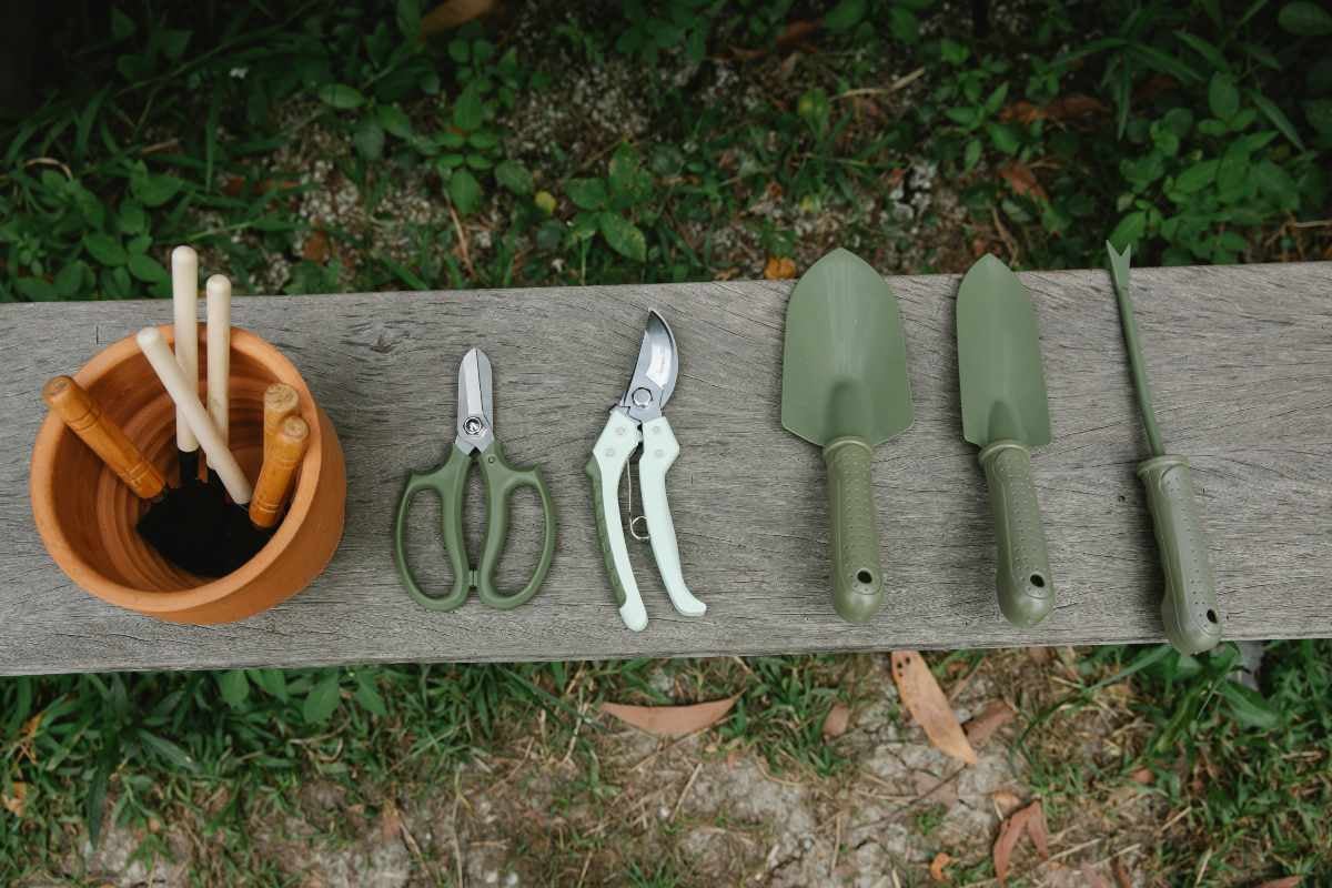 Set de unelte de grădinărit cu plantator, foarfece de grădină și ghiveci
