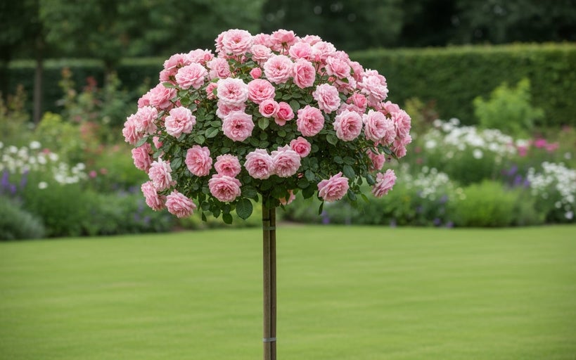 Trandafir sferic în grădină