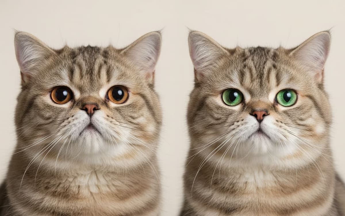 Prim-plan cu două pisici tigrate cu culori diferite ale ochilor