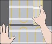 Ilustrație a instalării încălzirii electrice prin pardoseală.