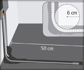 Schema de instalare cu dimensiunile de 50 centimetri și 6 centimetri