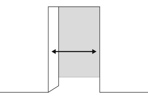 Desen schematic al unei nișe cu indicarea lățimii
