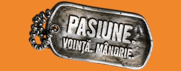 Placă de identificare cu inscripția Pasiune, Voință, Mândrie