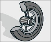 Ilustrație a unei frâne de vehicul în secțiune transversală