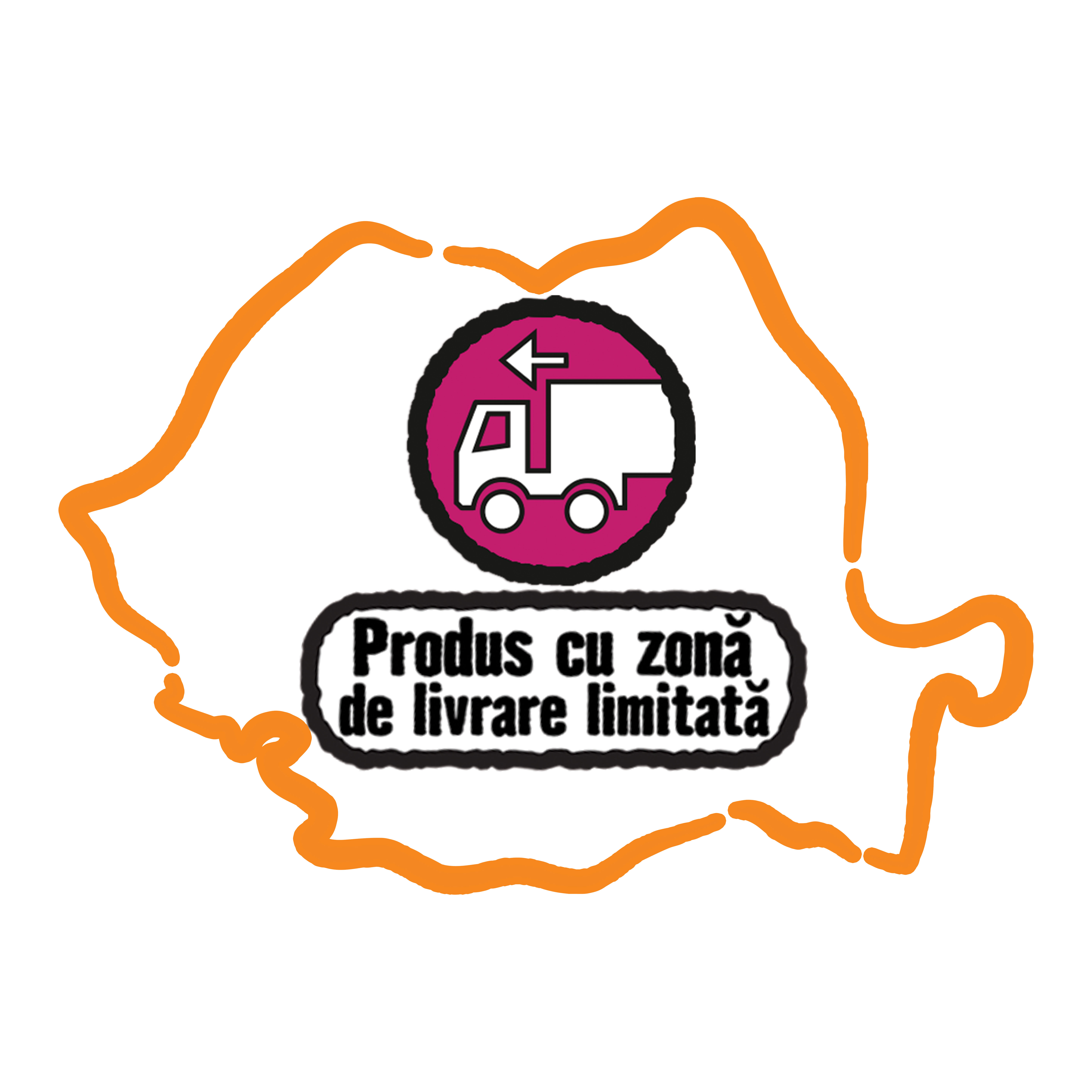 Simbol pentru produse cu zonă de livrare limitată, conturul României