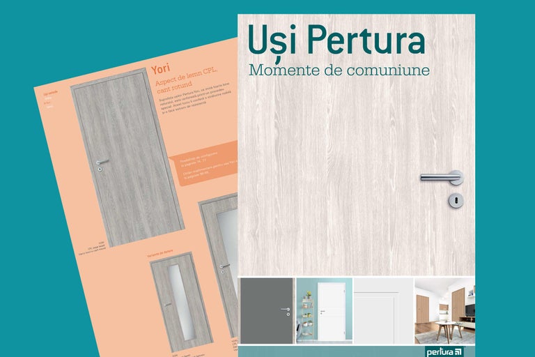 Ușă din lemn Pertura Yori CPL, foaie de ușă și toc cu muchie rotunjită