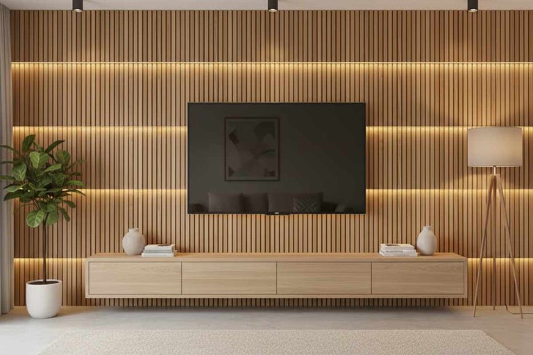 Perete TV cu riflaje: idei moderne de amenajare, montaj corect și sisteme de prindere pentru un design elegant