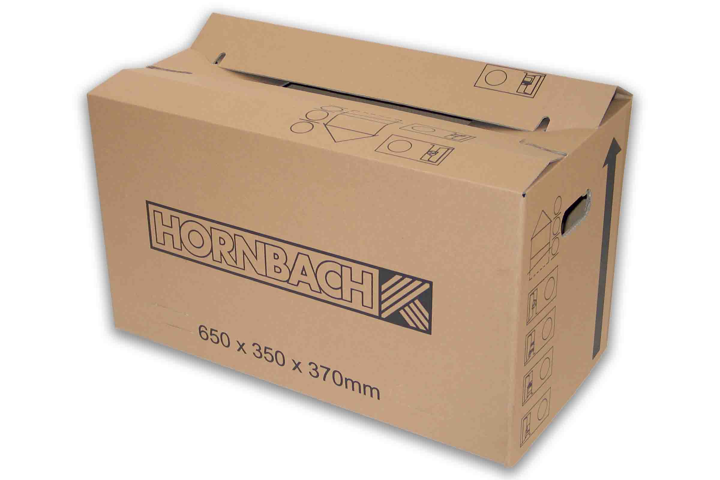 Cutie de mutare cu logo Hornbach, dimensiuni 650 x 350 x 370 milimetri