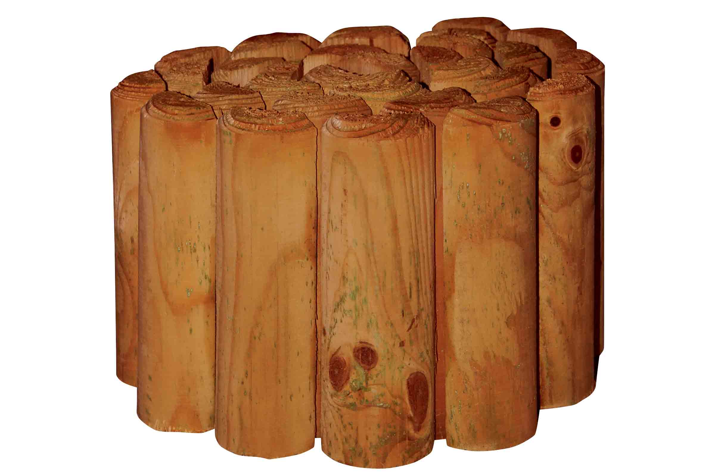 Jardină circulară din palisade de lemn