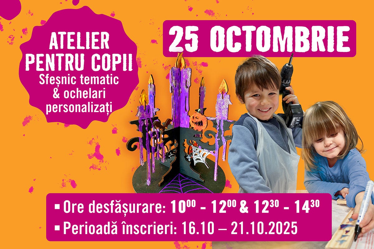 Atelier pentru copii pe 25 Octombrie cu sfesnice tematice