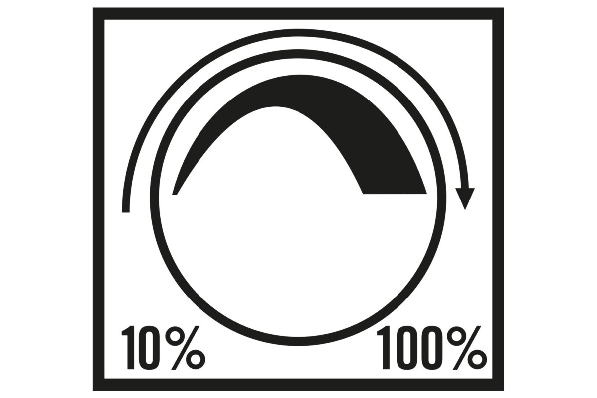 Simbol pentru reglarea continuă a intensității luminoase între 10 și 100%