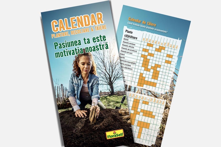 Calendar FloraSelf cu informații despre plantare, recoltare și tăiere