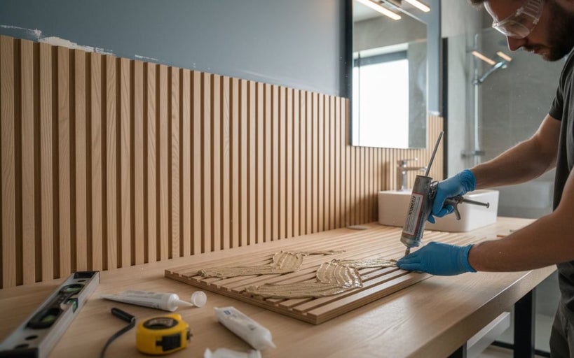 Instalarea panourilor din lemn în baie cu adeziv
