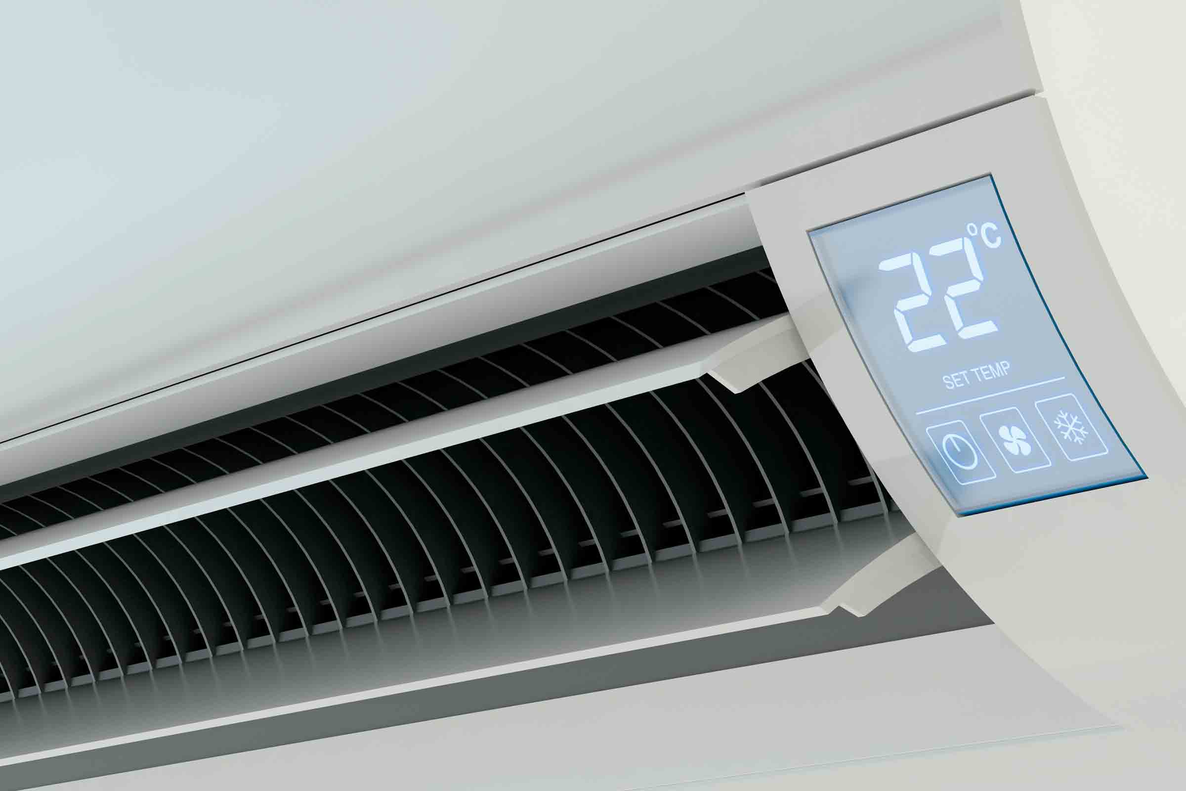 Aparat de aer condiționat cu afișaj digital al temperaturii de 22 de grade Celsius
