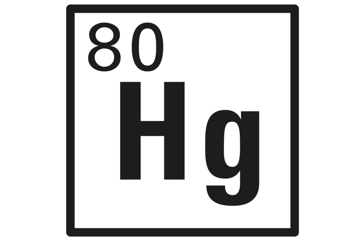 Simbol pentru mercur, element chimic cu numărul atomic 80