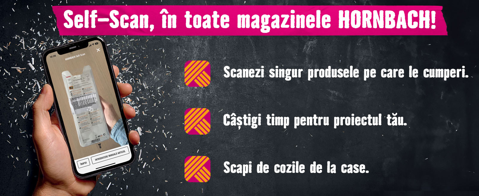 Autoscanare cu aplicația Hornbach pe un smartphone