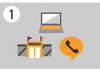 Reprezentare simbolică a comenzii prin laptop, cumpărături în magazinul Hornbach și sfaturi telefonice Reprezentare simbolică a comenzii prin laptop, cumpărături în magazinul Hornbach și sfaturi telefonice
