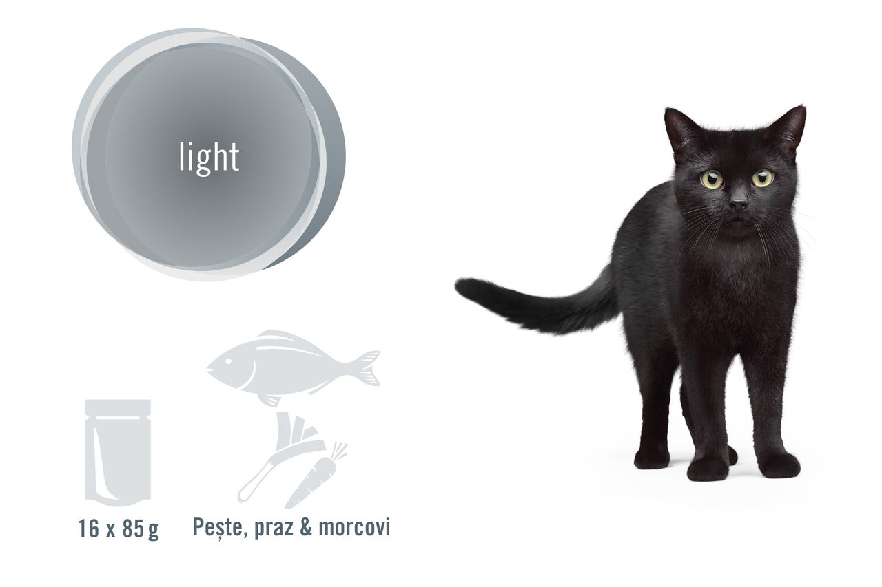 Hrană pentru pisici Light cu pește, praz și morcovi, 16 x 85 grame