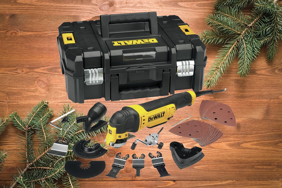 Set de scule multifuncționale Dewalt cu accesorii și cutie de scule
