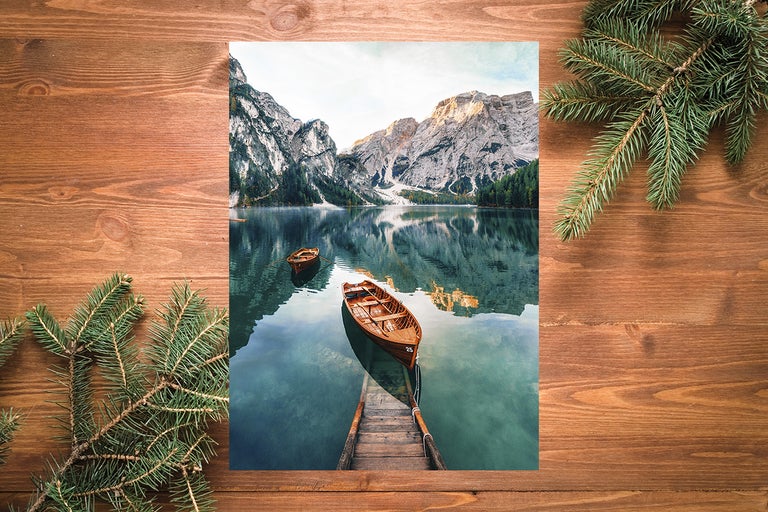 Imagine decorativă cu lac de munte și două bărci