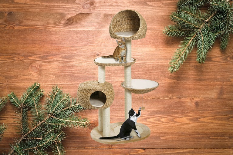 Turn de joacă pentru pisici cu două pisici