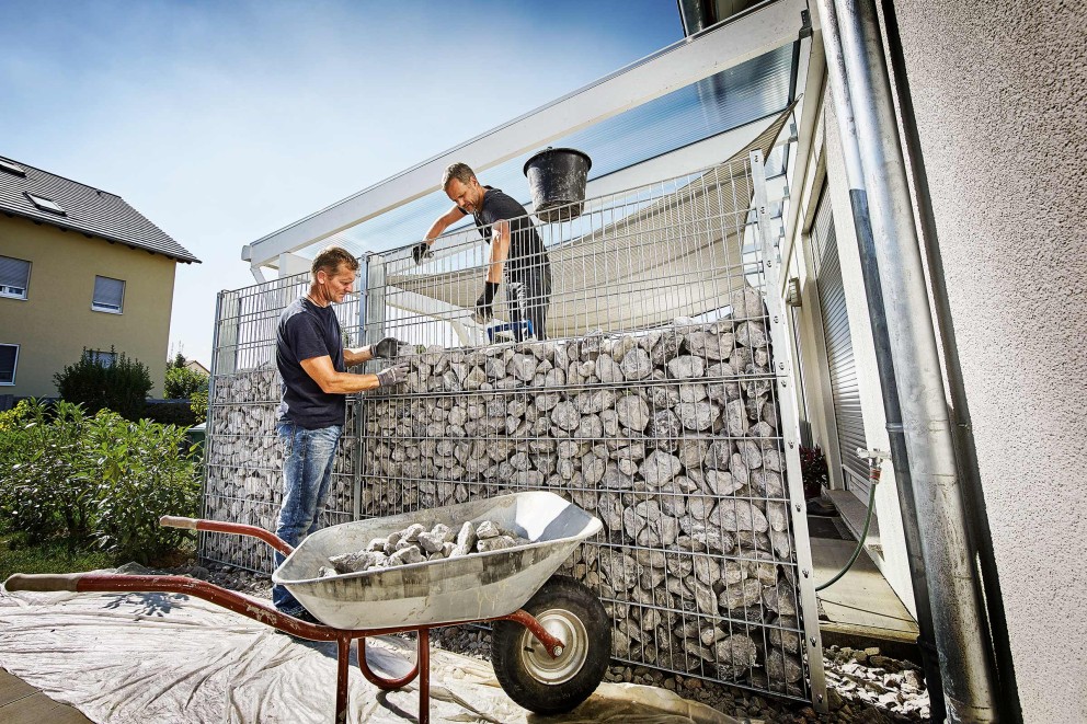 gabion cu fundatie de beton gabion cu fundatie de beton