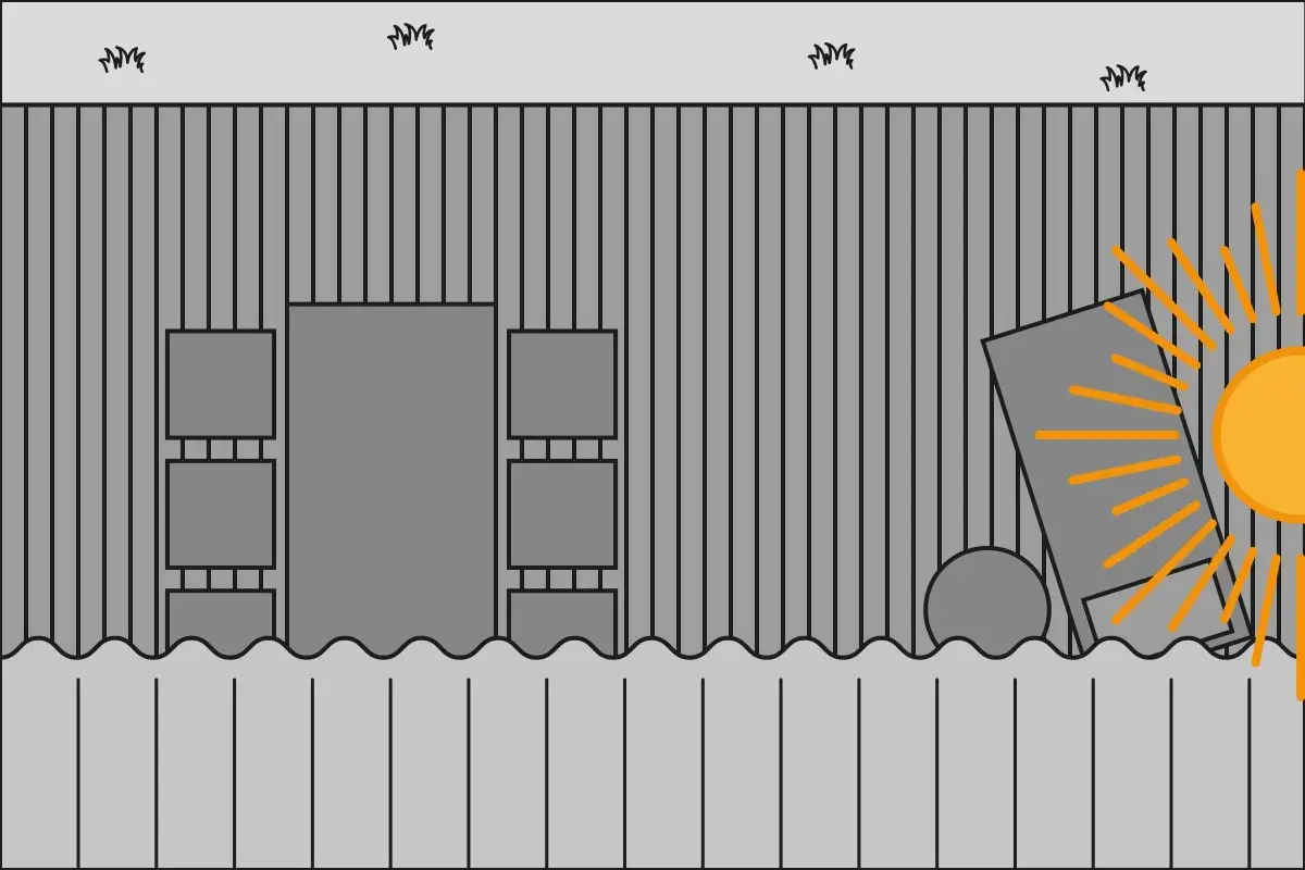 Balcon sau terasa cu vedere spre vest
Balcon sau terasa cu vedere spre vest