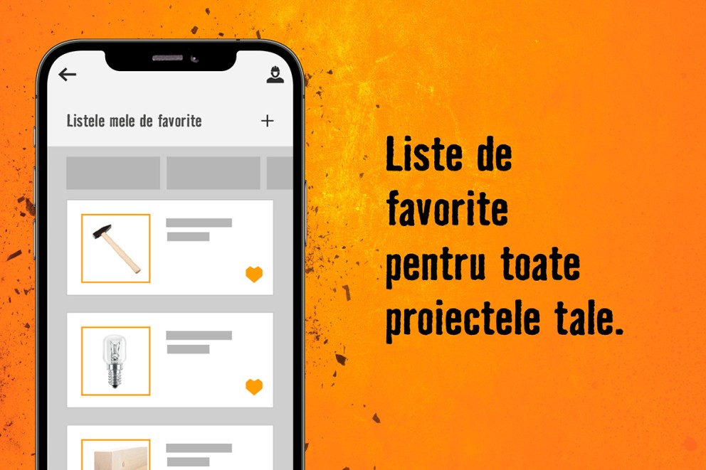 Ecran de smartphone cu liste de favorite pentru proiecte