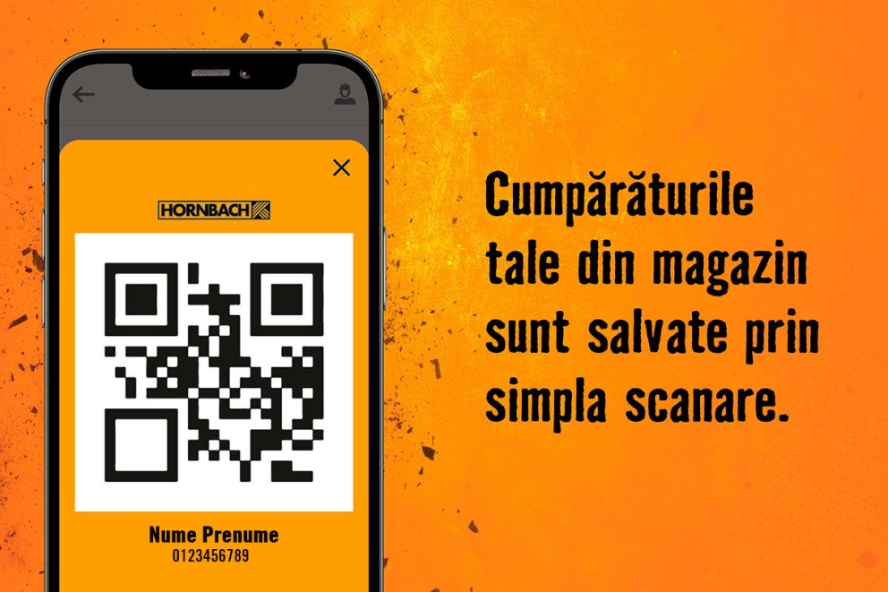 Afișaj smartphone cu cod QR pentru achiziții Hornbach