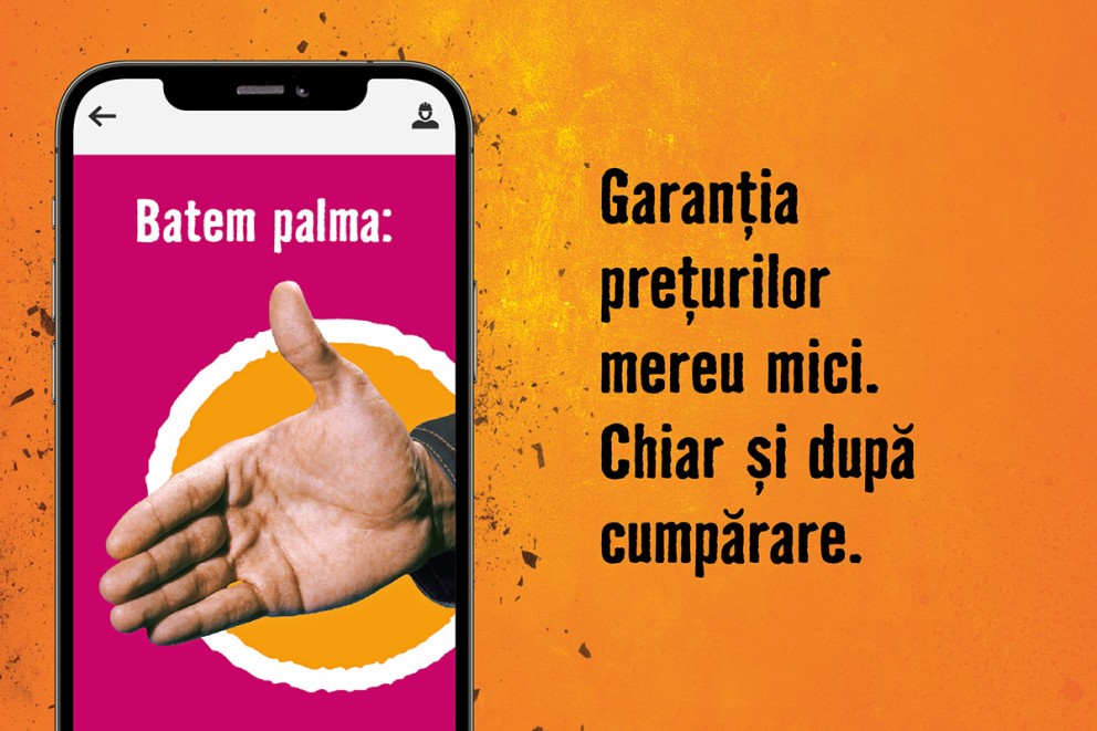 Reclamă garanție de preț Hornbach pe un smartphone