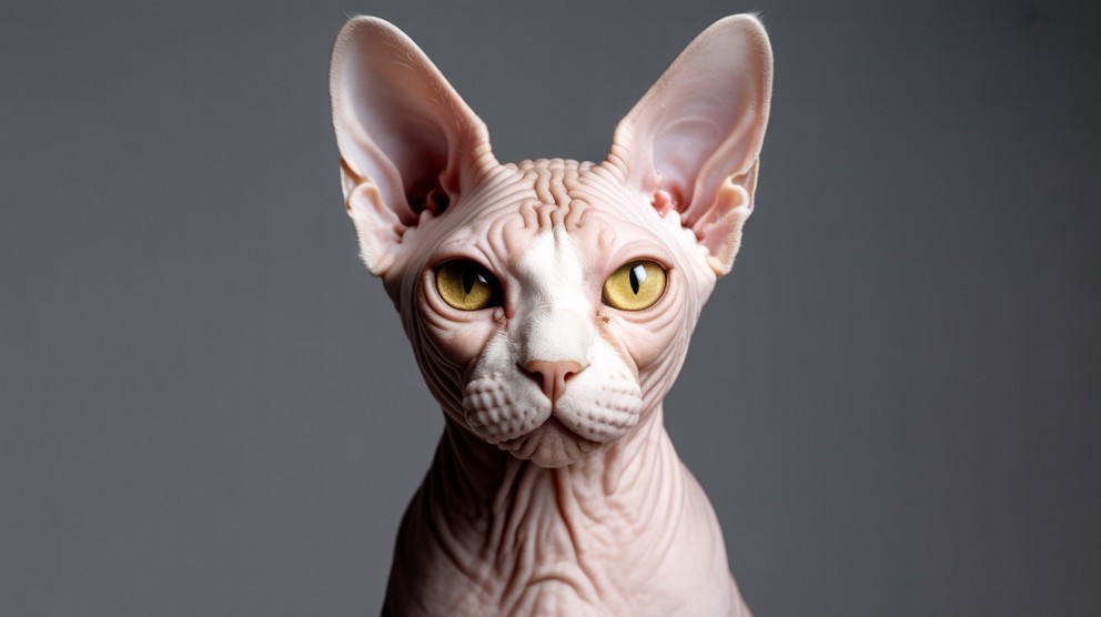 Prim-plan cu o pisică Sphynx