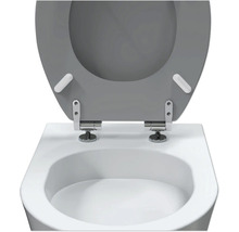 Scaun de toaletă cu capac, fixare și mecanism de închidere lentă