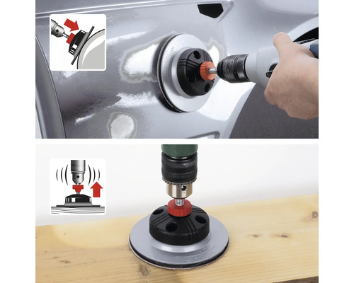 O mașină de găurit cu disc de șlefuit este utilizată pe o suprafață.